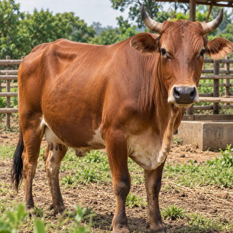 Brown cattle in a pasture