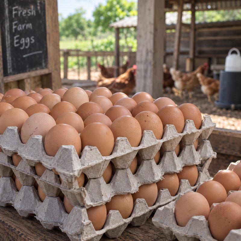 Fresh eggs from laying hens